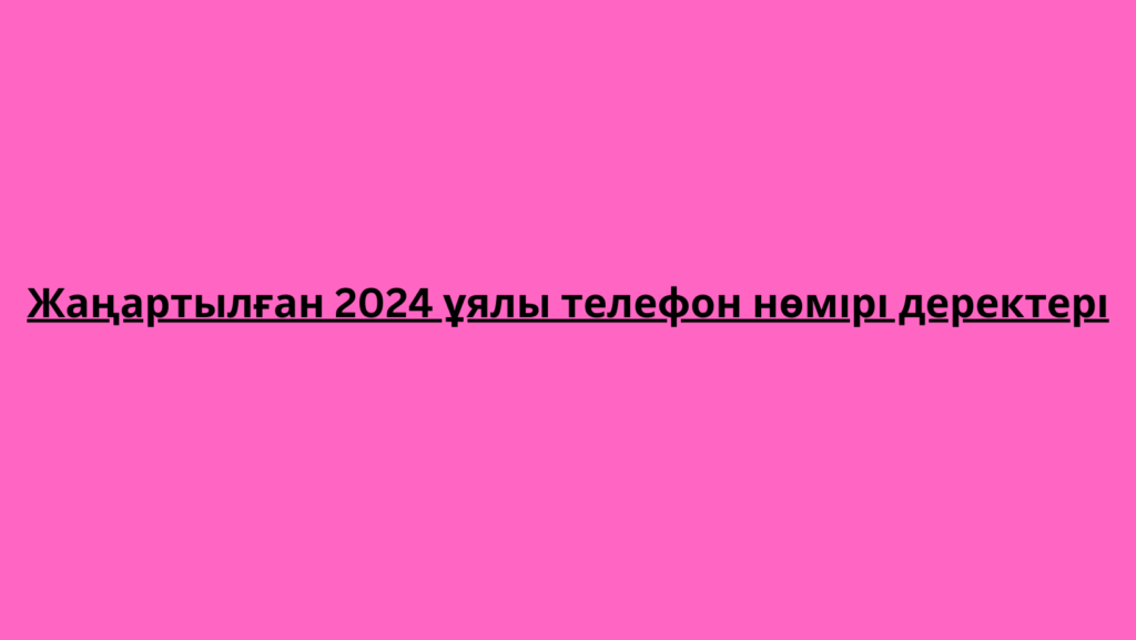 Жаңартылған 2024 ұялы телефон нөмірі деректері